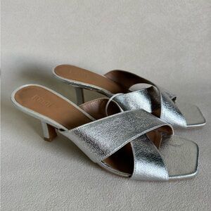 Elegant Silver Heeled Mules